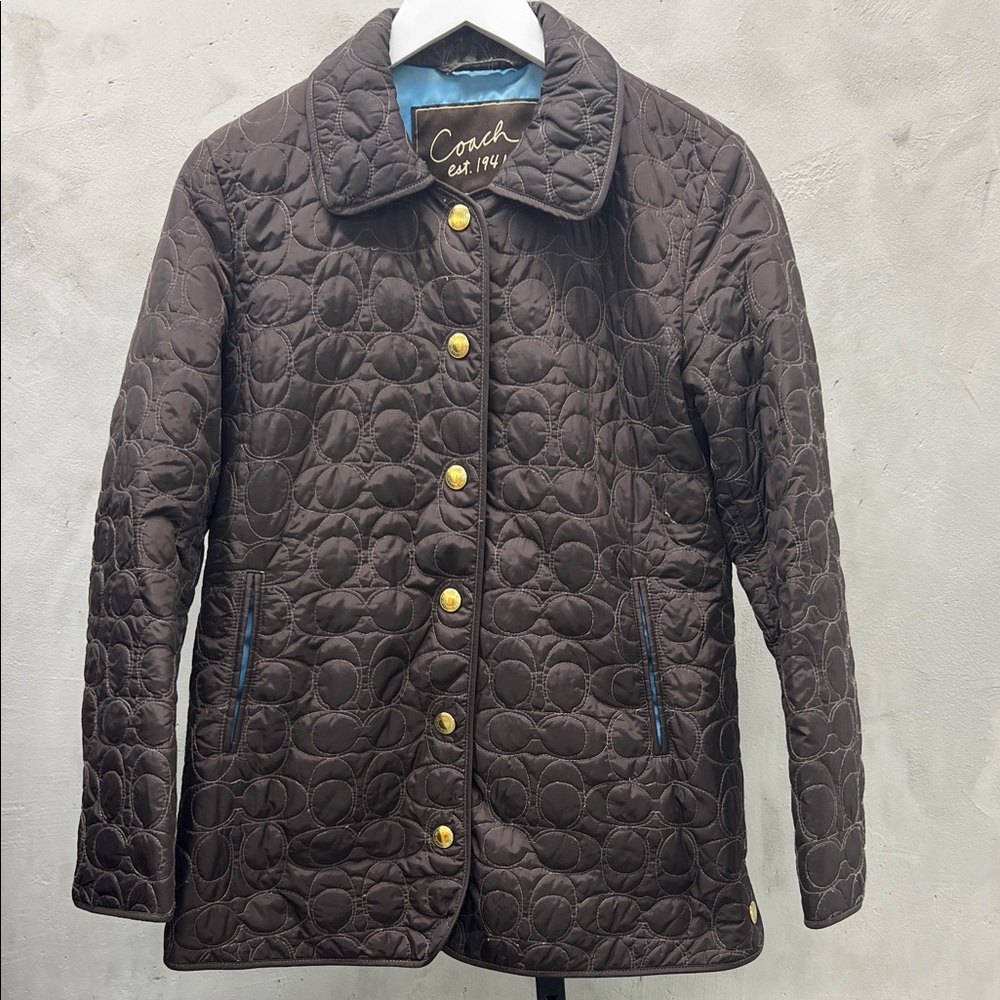 Coach Women's Quilted Brown monogram Jacket